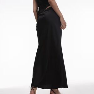 Anthropologie NIA Black sheer maxi skirt, lined with bow detail Size S
